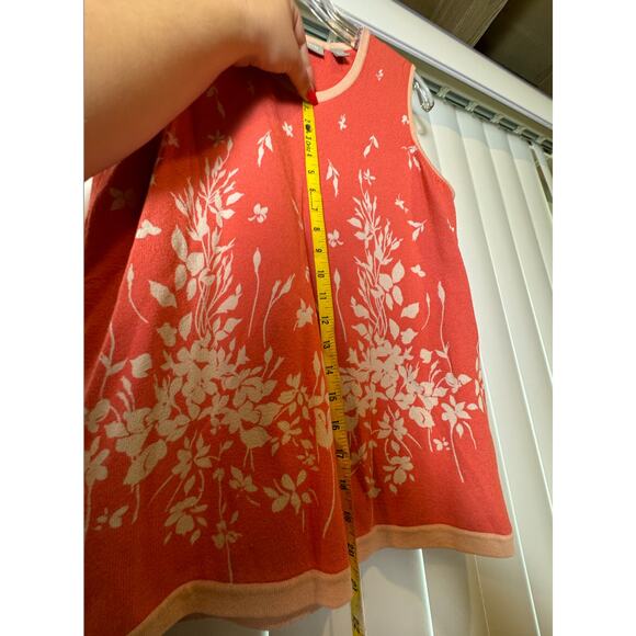 Nordstrom Coral Pink Floral Sweater Tank‎ Sleeveless Sweater Knit Set EUC - Picture 7 of 16